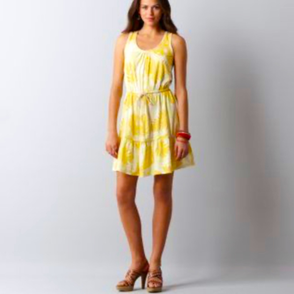 Loft | Leaf Print Tie Waist Tank Dress | XS